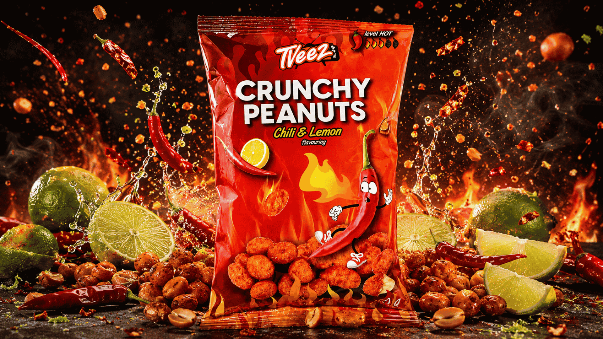 Tveez Peanuts Chili & Lime 180g