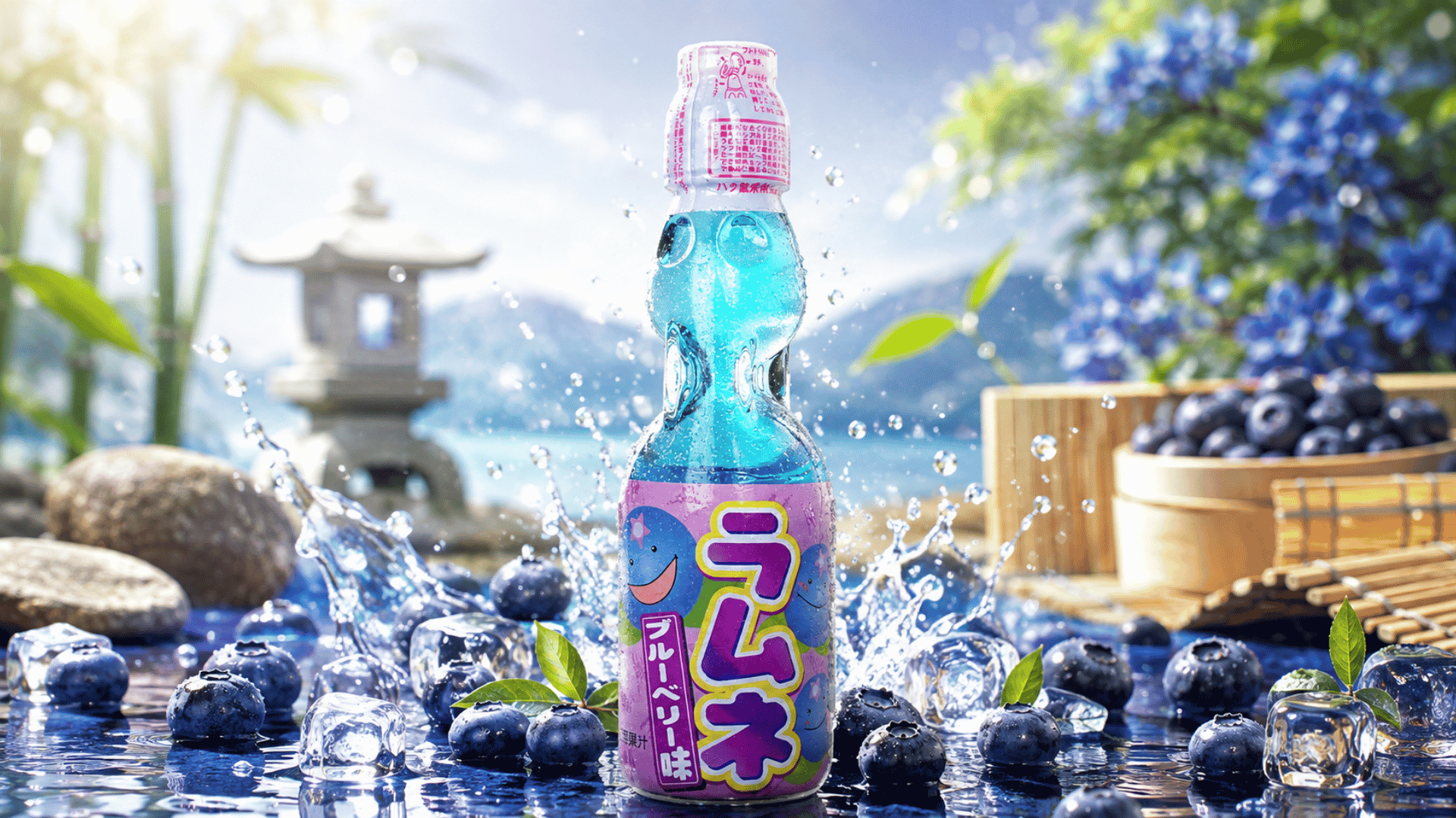 Hatakosen Blueberry Ramune Soda 200ml