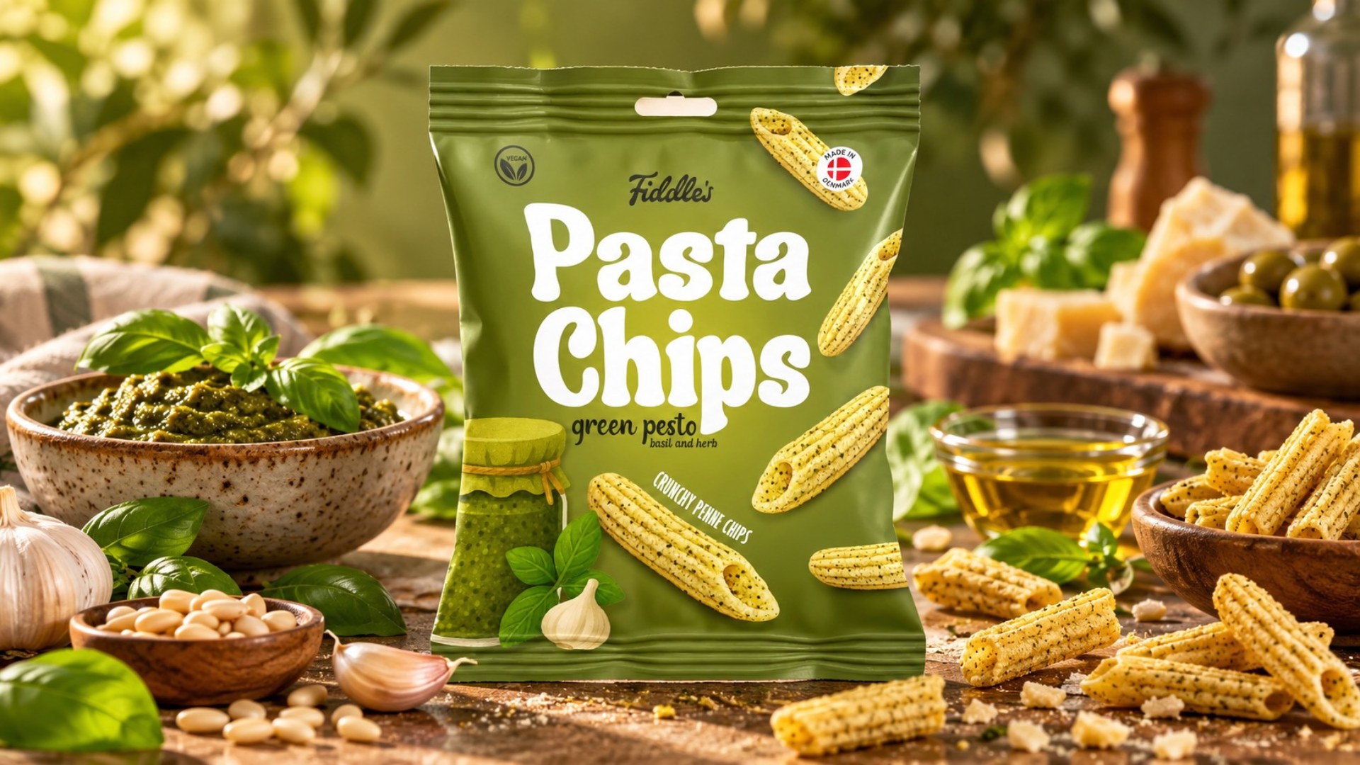 Fiddles Pasta Chips Green Pesto 80g