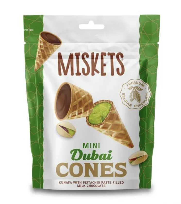 Miskets Dubai Milk Pistachio Cones 50g