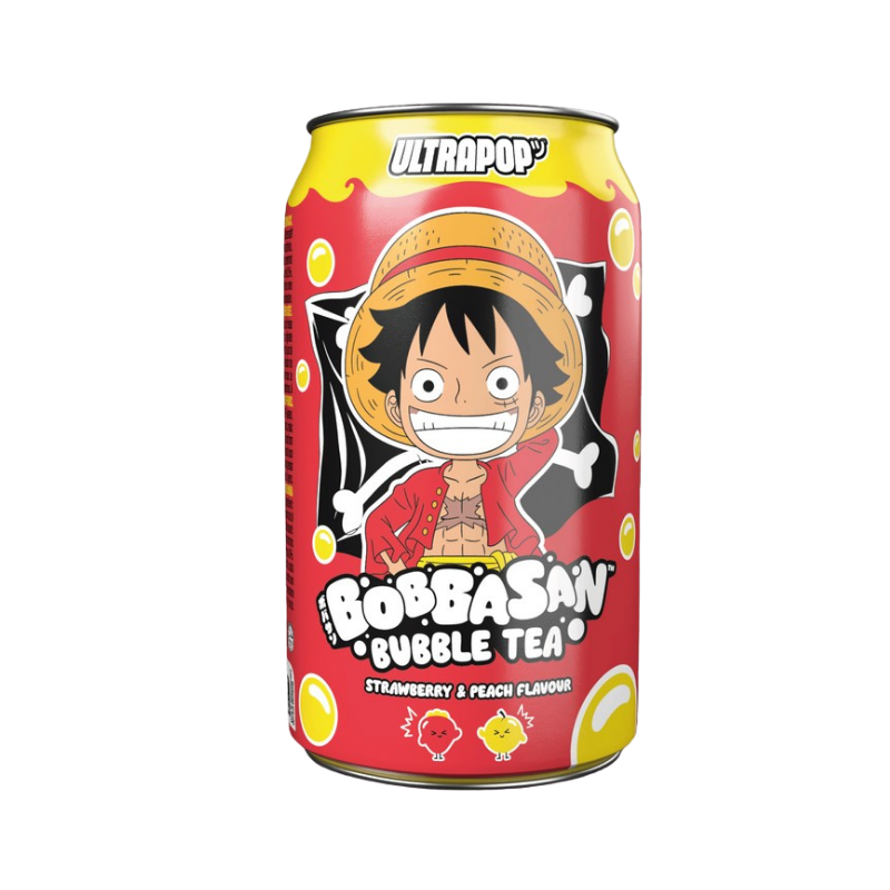 Bobbasan Luffy One Piece Bubble Tea Peach & Strawberry Flavor 320ml