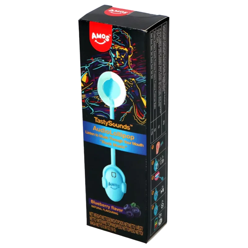 Amos Tasty Sounds Music Lollipop Blueberry Electronic Music 12g