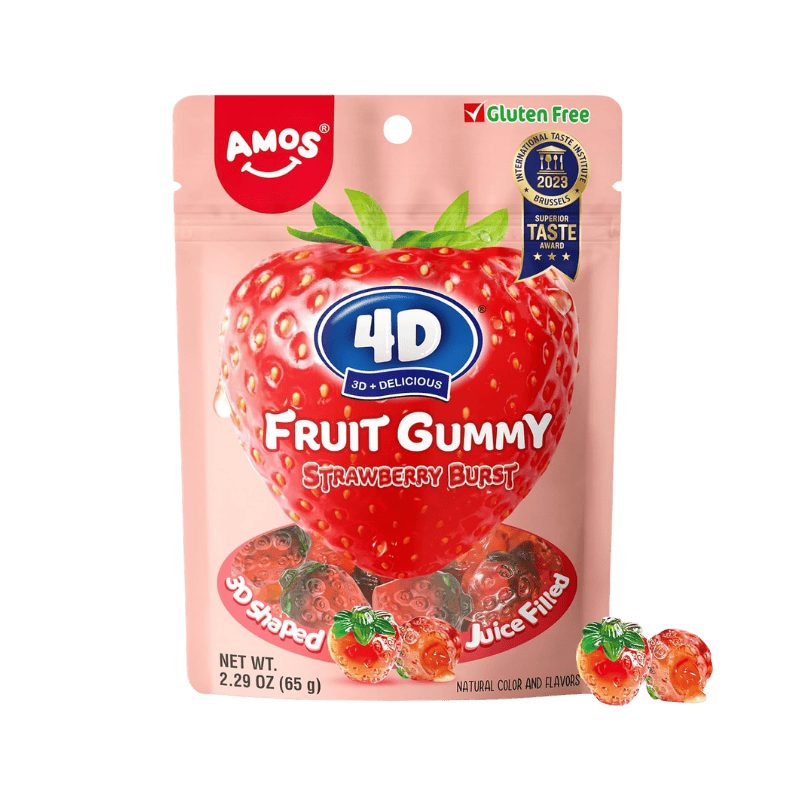 Amos 4D Juicy Burst Strawberry Fruit Gummy 65g