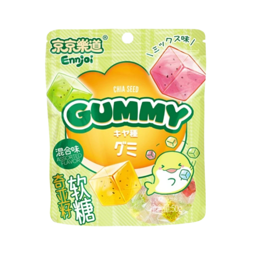 Ennjoi Assorted Fruit Chia Seeds Cube Gummy 50g