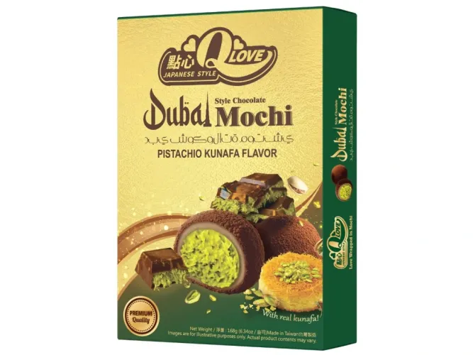 QLove Dubai Chocolate & Pistachio Kunafa Deluxe Mochi 168g