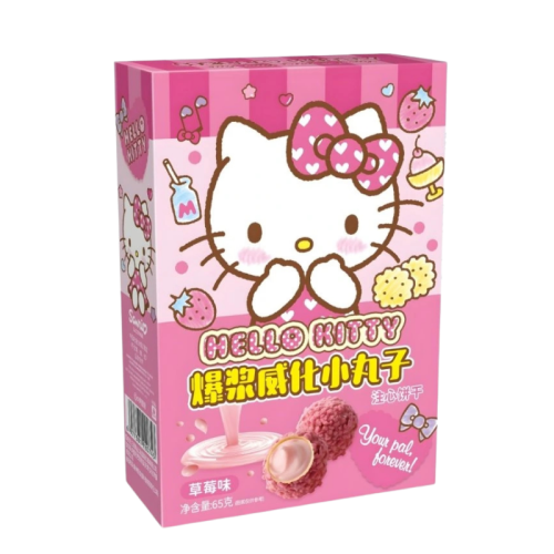 Qi Hello Kitty Strawberry Lava Crispy Rice Balls 65g CHN