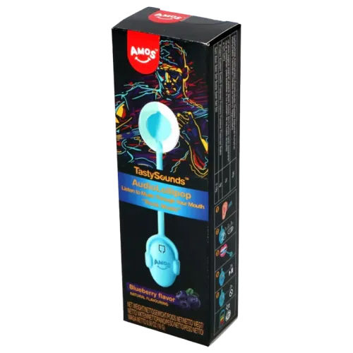 Amos Tasty Sounds Music Lollipop Blueberry Electronic Music 12g