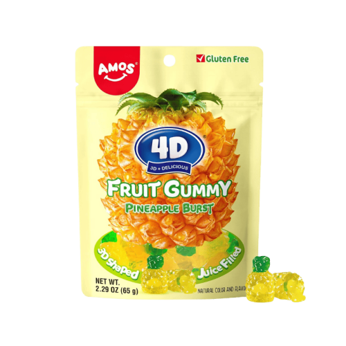 Amos 4D Pineapple Burst Fruit Gummy 65gr